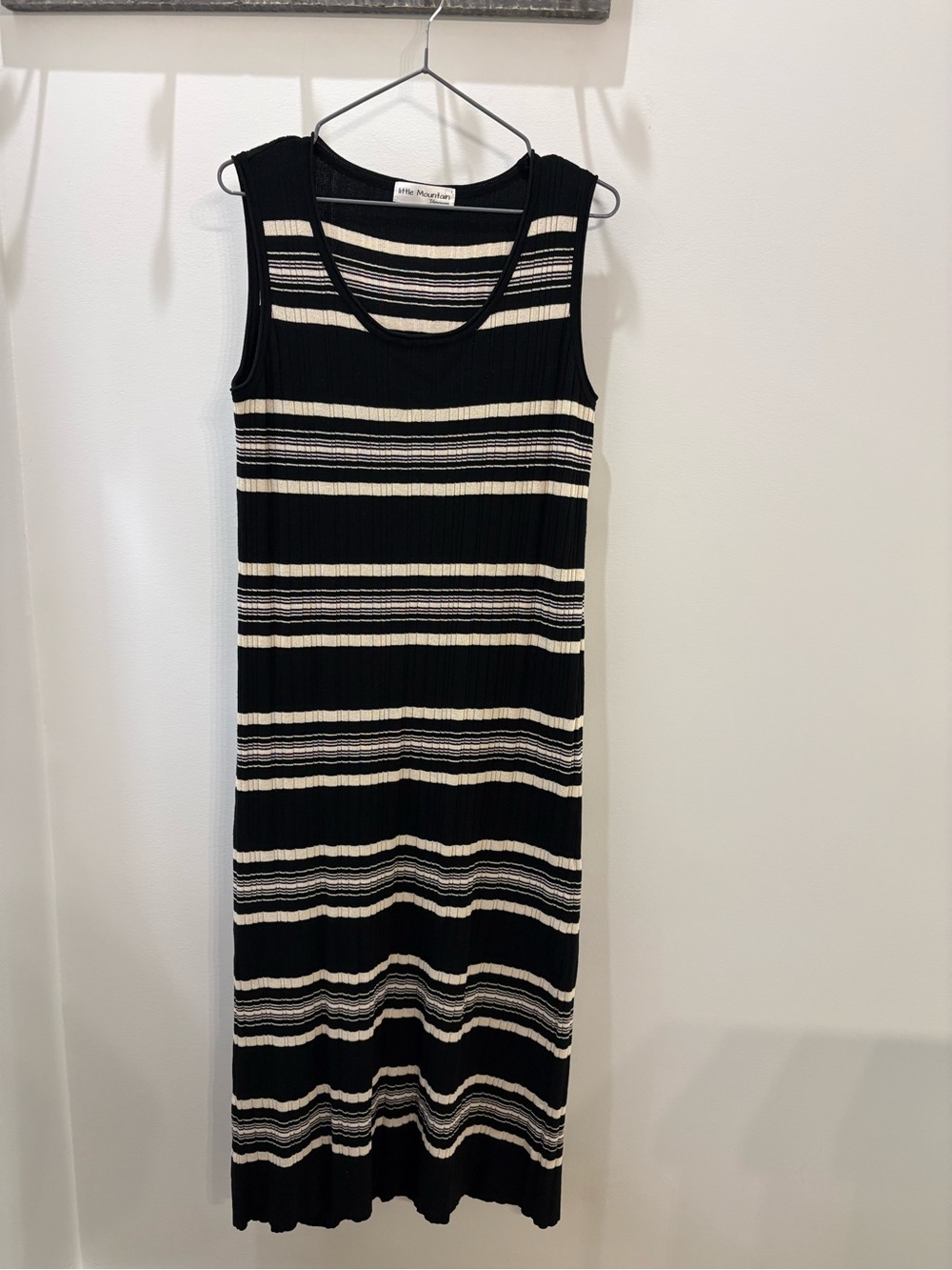 Little Mountain Vancouver Black & Cream Striped Sleeveless Midi Dress